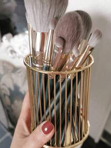 Nordischer Stil Goldener Stifthalter und Make-up Pinsel Organizer - tragbarer multifunktionaler Schreibtisch Aufbewahrung, kann Kosmetik und Büromaterial aufnehmen, elegantes Design, strapazierfähiges Material, kompakt & tragbar | ideal für Schreibtisch Dekoration Zuhause, Studierzimmer Organisation, auch ein tolles Geburtstagsgeschenk für Frauen und Teenager | minimalistisches Aussehen, wasserfeste Oberfläche, leicht zu reinigen, geeignet für Schlafzimmer, Büro oder Reisen, Raumdekoration - Verschiedenfarbig - Übersicht 12