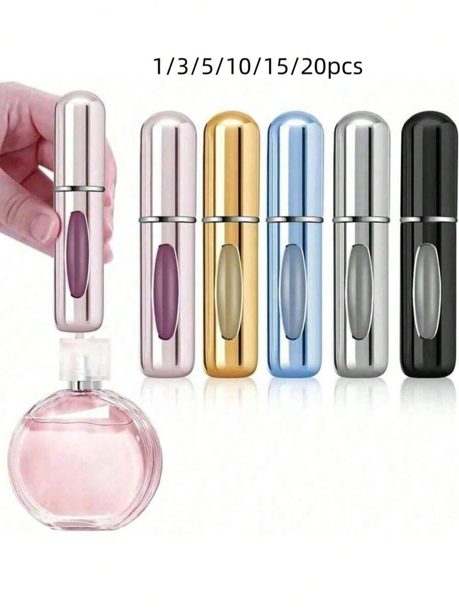 1/3/5/10/15/20pcs Portable Perfume Travel Refillable Bottle, 5ml Travel Size Atomizer Dispenser, Pocket Purse Perfume On The Go Container, Spray Bottles For Traveling - Multicolor - View 1