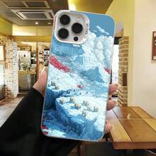 Cubierta de telefono con diseño de paisaje invernal azul con elefantes y montañas nevadas para iPhone 14 Pro Max protector de pantalla resistente a golpes adecuado para uso diario en cafeterias y exteriores - Blanco - Ver 7