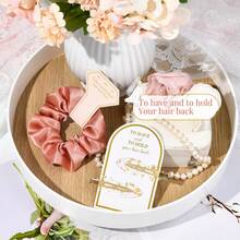 10个伴娘求婚礼物真丝发圈 - 真丝发带，适合单身派对回礼、婚礼发饰（不伤发设计，浪漫礼盒填充物，适合新娘派对、DIY新娘纪念品）、单身派对回礼、婚礼派对用品、生日派对、毕业季（款式随机发货） - 香檳色 - 查看 6