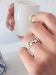Personalized Initial Ring,Dainty Name Monogram Ring,Layering Letter Band For Her,Adjustable Minimalist Jewelry,Elegant Wedding Bridesmaid Jewelry,Birthday, Anniversary, Halloween, Christmas, Family Member Gifts - Multicolor - View 4