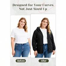 Plus Size Rain Jackets For Women Raincoats For Women With Hood Packable Rain Coats Lightweight Outdoor Windbreaker - A03 海軍藍+XXL - 查看 2