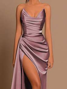 Đầm hè Onecee, màu hồng thanh lịch, chất liệu satin, thắt eo, xẻ tà, thích hợp cho ngày Valentine, hẹn hò, tụ họp, tiệc tùng, du lịch, nghỉ mát, đi biển và các dịp khác. - Bụi hồng - Xem 7