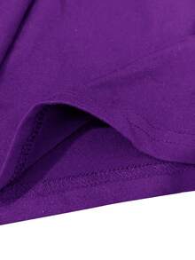 Áo thun nam tay ngắn cổ tròn rộng rãi màu trơn, mặc hàng ngày mùa hè - Màu tím - Xem 6