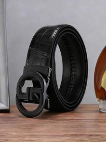 1 Piece Men's Alloy Automatic Buckle Belt. This Carefully Selected Men's Belt Embodies Light Luxury, Fashion, Stylishness And High-End Business Charm. It Measures 47 Inches In Length, Is Durable, And The Belt Strap Features A Bamboo Joint Pattern. Suitable For Daily Outings And Business Office Occasions-It Is An Ideal Gift For Family Members, Boyfriends Or Friends On Christmas. - Multicolor - View 1