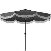 Outsunny Parasol Ø269, Octagonal Parasol Protection, Balcony Parasol For Garden, Dark Grey On Site