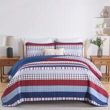 3 Pieces Striped Quilt Set Queen King Size, Red Blue Boho Striped Bedspread Coverlet Set 3 Pieces Lightweight Soft Microfiber Patchwork Quilt Bedding Set For All Season,Home Decor Bedroom Decor Mothers Day Gift Wedding Decorations - 紅藍 - 查看 6