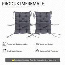 Outsunny 2-Piece Set Of Low Chair Cushions, Seat Cushion, Garden Pillow, Grey