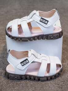 1 Pair Unisex Flat Toe Ring Sandals, Non-Slip Durable Baby/Toddler Beach Shoes, Suitable For Summer - Beige - View 2