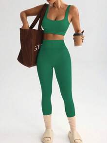 Ribbed Fitness Set - Soft Comfort And Practicality. - Green - View 2