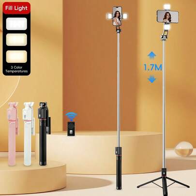 Gậy selfie kéo dài 1.7m mới năm 2026 với chức năng chống rung, chân đế thu gọn và điều khiển không dây. Được làm từ nhựa ABS và hợp kim nhôm bền chắc. Gậy selfie điều khiển từ xa cầm tay dành cho điện thoại thông minh, lý tưởng cho quay vlog, du lịch, chụp ảnh ngoài trời, tương thích với iPhone/điện thoại thông minh. Tuyệt vời cho các cặp đôi chụp ảnh vào ngày Valentine.