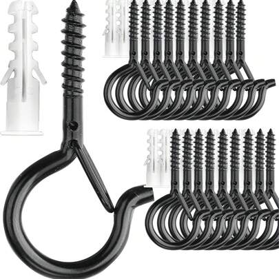 5/10/20/30pcs Heavy Duty Metal Screw Hooks, Suitable For Indoor/Outdoor Use - Great For Hanging Plants, LED Lights, Wind Chimes And Garage Decor