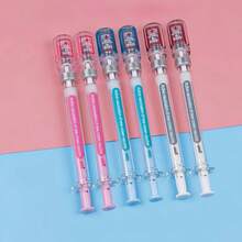 1/3/6pcs Vaccine Pen, Neutral Design, Novel Writing Tool, Plastic Material, Black Ink, Smooth Writing, Suitable For Office Signing, Stationery, Gift Pen, Durable Plastic Pen, Ink Pen, School Supplies. - Random Color - View 8