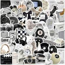 50张黑白美学贴纸套装，Y2K笔记本电脑贴纸，复古乙烯基贴纸，适合成人和青少年 - 彩色 - 查看 4