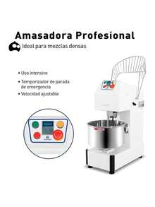 Batidora Industrial, Maquina Amasadora Industrial para Repostería, Panaderías, de 20 Litros/8 kg, Acero Inoxidable, Reja Protectora, (110V/60HZ). Bluelander - Blanco - Ver 2