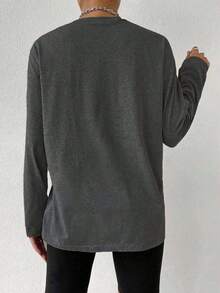 Plus Women's Christmas Tree Print Round Neck T-Shirt - Dark Grey - View 2