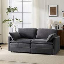 Modern minimalistisk 2-Sitzer-Soffa, bekväm och geräumig, geeignet für Wohn-/Schlafzimmer - Grå - Visa 5