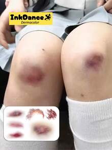 “擦伤”临时纹身贴纸，防水，逼真纹身效果，万圣节疤痕，血迹、伤口、割伤、擦伤、缝合痕迹，恐怖妆容，色彩丰富，易于粘贴和去除，男士适用，CSD060