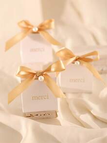 20Pcs Paper Gift Boxes With Golden 'merci' Labels, Including Ribbons And Beads - Perfect For Birthdays, Weddings, Mother's Day, And More - Available In Princess Theme - Multicolor - View 6