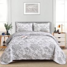3 Pieces Botanical Bedspreads Set, One Set Included 1 Bedspread With 2 Pillowcases, Twin Full Queen King Size Lightweight Microfiber Grey Toile Plants Pattern Coverlet Home Decor For All Seasons,Home Decor Room Decor Bedroom Decor Bed Comforter Set Mothers Day Gift Wedding Decorations - màu xám 02 - Xem 14