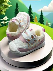 一雙卡通設計網狀PU鉤環平底休閒運動鞋，適合春夏季嬰幼兒穿著。 - 粉色 - 查看 8