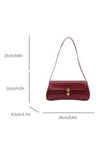 Women's Retro Faux Leather Flap Decor Underarm Shoulder Bag, Suitable For Dates, Outings, Parties And Other Occasions - Red - View 10