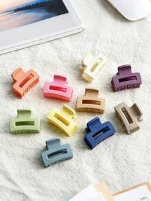 10/20个迷你鸡蛋花装饰发爪夹，适合浓密头发，防滑发夹，可爱又结实的发饰，带收纳袋，适合卷曲蓬松的头发，哑光咖啡色，优雅，颜色随机发货