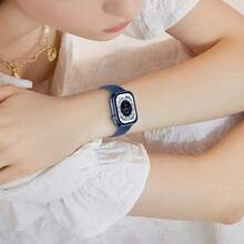 St.siabe حزام مُنقّش متوافق مع مقاسات 45مم، 44مم، 42مم، 41مم، 40مم، 38مم، سلسلة أحزمة سيليكون ناعمة بنمط بوهيمي مزخرف بالأزهار والنمر، متوافق مع S10، 9، 8، 7، 6، 5، 4، 3، 2، 1، SE، جنسي - الأزرق الداكن - مشاهدة 3