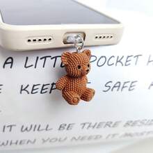 Charm anti-poussière mignon en forme d'ours pour téléphone - universel pour ports & Type-C, décoration anti-poussière adorable, cadeau parfait pour les amateurs d'ours - Multicolore - Voir 3