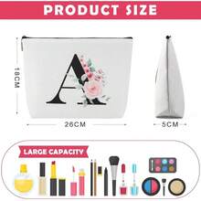 Blisswave Kosmetiktasche mit Namen, personalisierte Kosmetiktasche von A bis Z, hochwertiger Metallreißverschluss, exquisites Druckdesign, gefüttert, personalisierte Geschenke für Frauen undädchen (weiß) - V - Übersicht 7