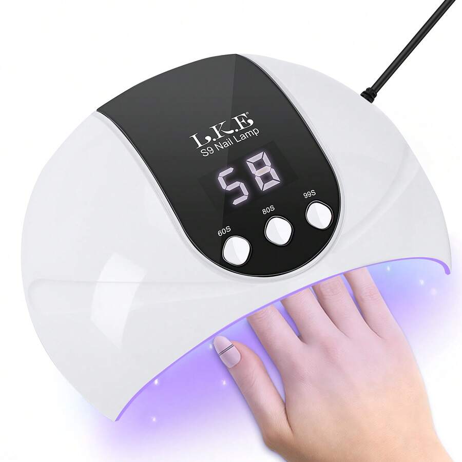 LKE 54W Nail Light, UV LED Light, UV Nail Dryer, Nail Curing Light For Gel Nails With Auto Sensor / 3 Timer Settings, Professional Nail Dryer Gel Polish Curing Light Nail Art Tools (White) - 黑與白 - 查看 1