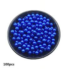 4/6/8/10mm Cuentas redondas de acrílico azul para hacer joyas, cadenas de teléfono móvil, pulseras, collares y accesorios de decoración DIY de moda - azul real - Ver 11