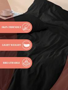 2/3件套纯色被套套装，床上用品，超柔软抗起球，亲肤透气，四季皆宜，可机洗，时尚卧室/婚礼装饰，多种尺寸可选，不含被芯和枕芯，家居必备，带拉链，卧室装饰，送父母/朋友的礼物，黑色 - 黑色 - 查看 6