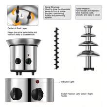 Fuente De Chocolate Eléctrica, Fuente De Chocolate De 4 Capas, Acero Inoxidable De 4 Capas Para Suministros De Boda Resturant Home Party Birthday - Tipo de Enchufe B USA (110-127V) - Ver 7