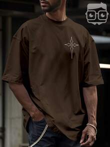 Oversized Gym Cross Streetwear Gothic Urban Style T-Shirt 3258 NERD VEST - Rust Brown - View 7