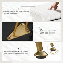 Vanity Stool Chair With Storage Faux Fur Makeup Chair For Vanity 15.7"L X 11.8"W X 19.4"H Soft Ottoman 4 Metal Legs With Anti-Slip Feet Modern Multifunctional Chairs For Bedroom White - White - View 6