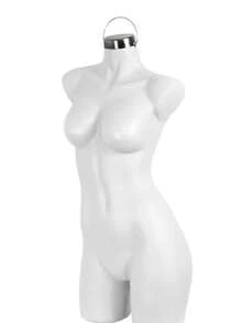 Maniquí de Dama | Exhibidor de Mujer 3/4 de Plástico de Alta Resistencia con Aro Metálico | Cuerpo Femenino para Ropa y Accesorios | Paquete de 1 Pieza - Blanco - Ver 1