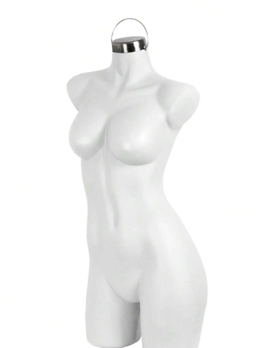 Maniquí de Dama | Exhibidor de Mujer 3/4 de Plástico de Alta Resistencia con Aro Metálico | Cuerpo Femenino para Ropa y Accesorios | Paquete de 1 Pieza - Blanco - Ver 1