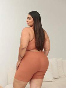 Women's Plus Size Printed Gym Set - Los Angeles NY - Màu nâu  Mocha - Xem 4