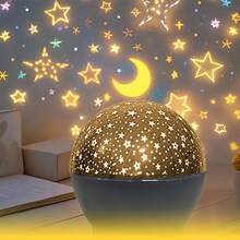1pc Star & Moon LED Projector Light / Colorful Sky / Ceiling Projection Lamp || Atmosphere Decor Light || LED Desk Lamp | Night Light | Table Lamp | USB Powered Indoor Lighting, Suitable For Bedroom, Living Room Or Office Decor, Home Lighting Nightlight, Christmas, Modern Design, Touch Control, Dimmable, Holiday Decor - 彩色 - 查看 10
