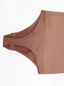 Suprenx 1pc Women's Long Sleeve Tummy Control Lift Bust Bodysuit - Camel - View 6