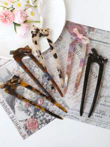 1pc Elegant Retro U-Shaped Hair Clip: Made Of Acetate Fiber, Suitable For Ages 14+, Perfect For Valentine's Day, School, Weddings, Hair Accessories, Head Accessories