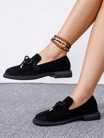 Nuevos mocasines con lazo y suela gruesa para mujeres, zapatos Oxford británicos de estilo casual con cordones, tacón ancho y cómodos para primavera/otoño