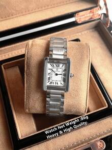Pablo Raez A Single-Piece Classic Women's Watch Set, Featuring High-Quality Stainless Steel Silver, An Original Charming And Luxurious Dress Watch, An Elegant New Vintage Women's Watch, A Beautifully Designed Rectangular Quartz Watch, A Stylish White Dial, A High-Quality Popular Square Women's Wristwatch, 50-Meter Water Resistance, - Silver - View 8