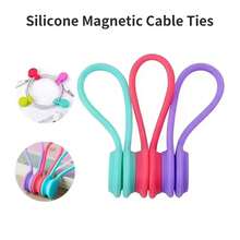 5/10pcs Reusable Magnetic Cable Ties, Silicone Magnetic Straps For Bundling, Bookmarks & Fridge Magnets