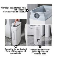 Trash Can,Bathroom Orginazor   Slim Corner Trash Can For Home Use With A Toilet Brush, Designed For Bathrooms And Toilets, Featuring A Plastic Lid.Bathroom Organization And Storage,Kitchen Essentials,Trash Cans For Bedroom,Bathroom Deccor,Bathroom Accesssories,Bathroom Storage,Kitchen,Room Decor,Bathroom Essentials,Home Essentials, Trash Can,Bathroom,Kitchen Essentials,Garbage Bin,Bathroom Deccor,Baño,Laundry Room Accescories - 白色 - 查看 8