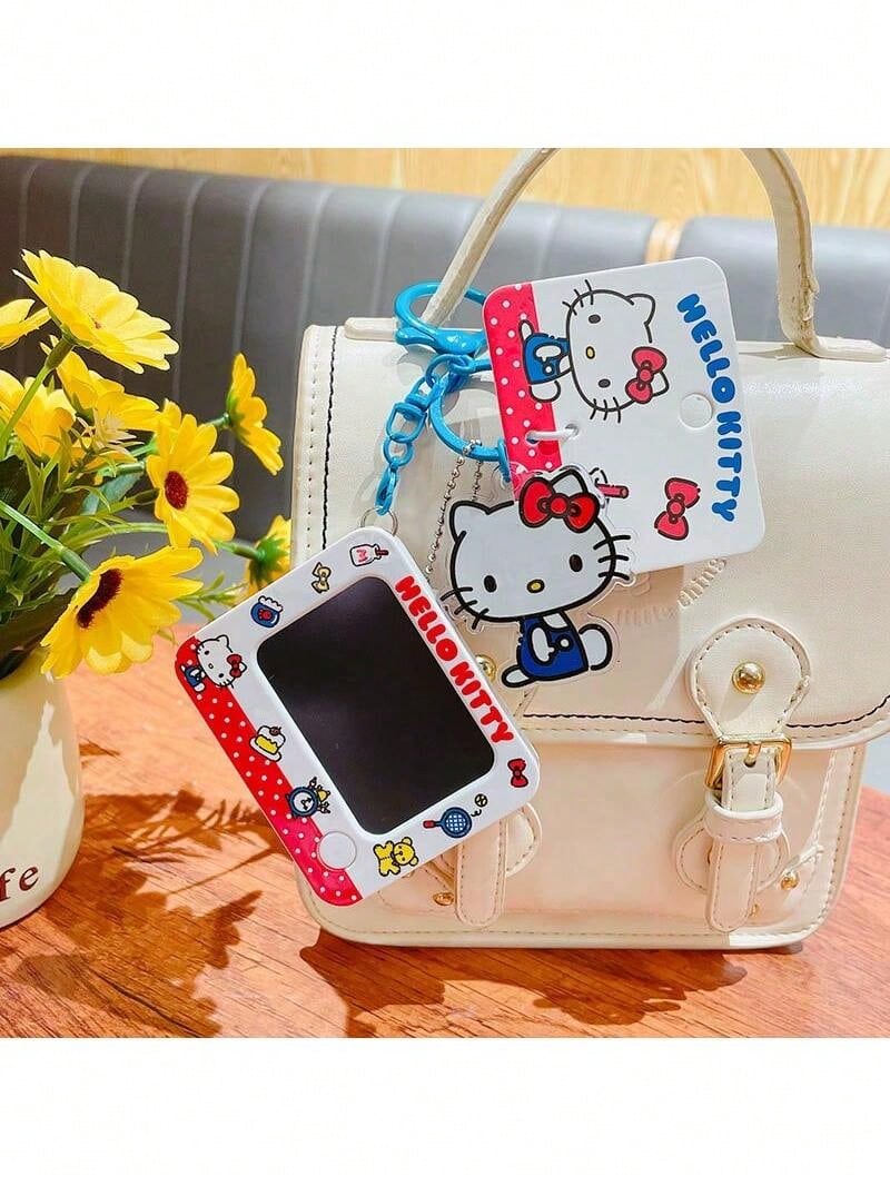 Llavero con tablero de dibujo de Hello Kitty de Sanrio - Llavero oficial con diseño de graffiti de dibujos animados, con tablero de mensajes borrable con revestimiento especial (escribible y lavable), material duradero de PVC ABS y cierre de langosta , accesorio creativo DIY para bolsos, llaves, teléfonos, mercancía de personaje Kawaii, regalo perfecto para fans de Sanrio y adolescentes - Multicolor - Ver 1