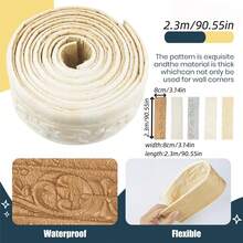 1pc 3D Foam Wall Edge Sticker, Self-Adhesive Waterproof Baseboard Wall Paper Border, Bedroom Home Wall Decor - Multicolor - View 3