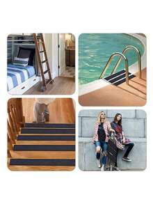 6/12/24pcs Non-Slip Outdoor Stair Treads, Easy To Install Safety Anti-Slip Strips, Suitable For Steps, Skateboards, Decks And Ramps, Weather-Resistant Anti-Slip Mats, Stair Treads, Ramp Safety Enhancement, Matte Anti-Slip Strips