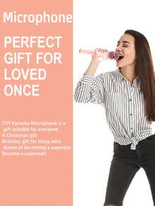 AKKHOO 无线麦克风、集成麦克风和扬声器、多功能卡拉OK麦克风、无线电容式麦克风 - 玫紅色 - 查看 5